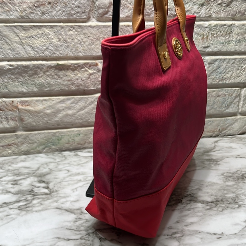TORY BURCH LEATHER AND CANVAS TOTE BAG IN EUC - Picture 5 of 15